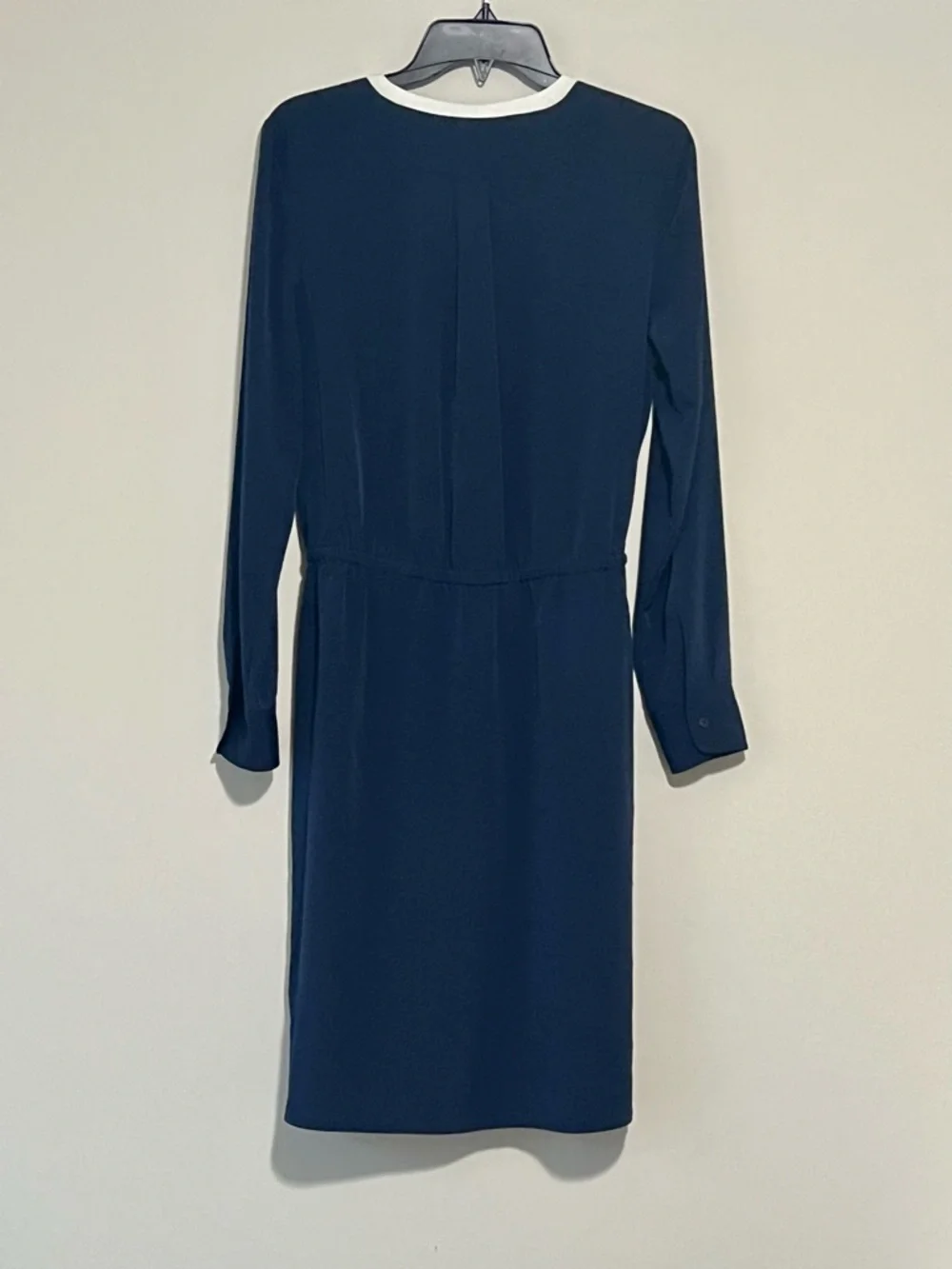 Ralph Lauren Navy Long-Sleeve Shirt Dress with Drawstring Waist and White Trim - Picture 7 of 9